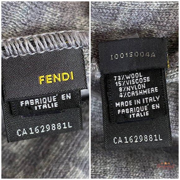 Authentic Fendi Bi-Colored Wool Gray/Light Gray Zucca Monogram PomPon Beanie Hat - Picture 6 of 12